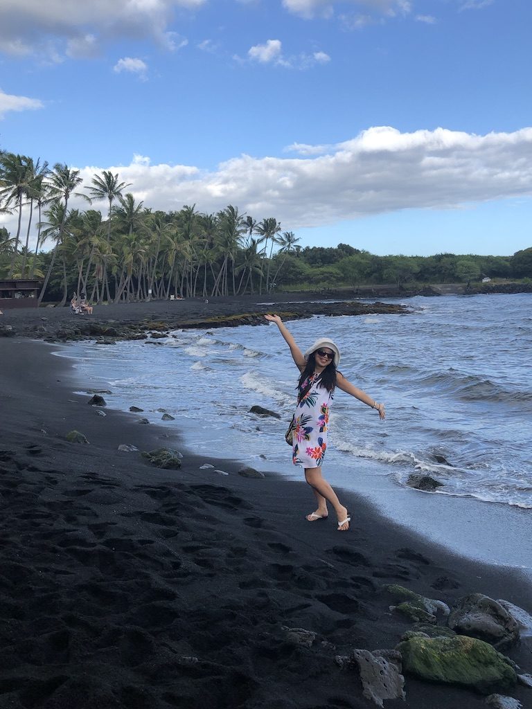 Island of Hawaii black sand beach
